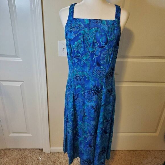 Dawn Joy Vintage Blue Bohemian Rayon Dress - Picture 1 of 11